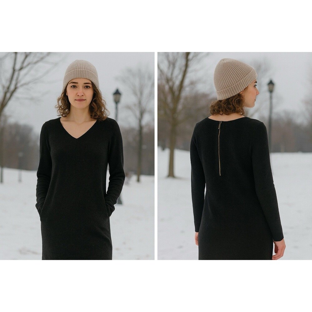 White Warren‎ Women's 100% Cashmere Dress Medium Gray Scoop Neck